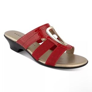 Red Geometric Slide Sandals Jones New York